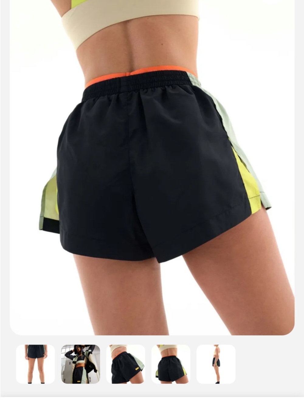 NWT PE Nation Black Athletic Shorts with Lime Side Panels and Orange Trim